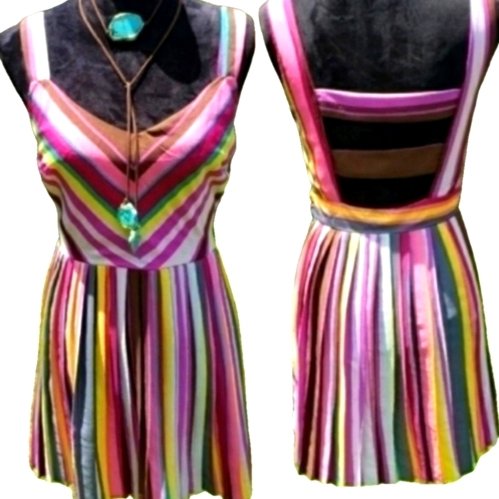 Pleated Stripe Dress